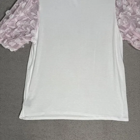 Love and Lace Women’s Size M‎ Parisian Graphic T-Shirt Pink Puff Organza Sleeves - Picture 14 of 14